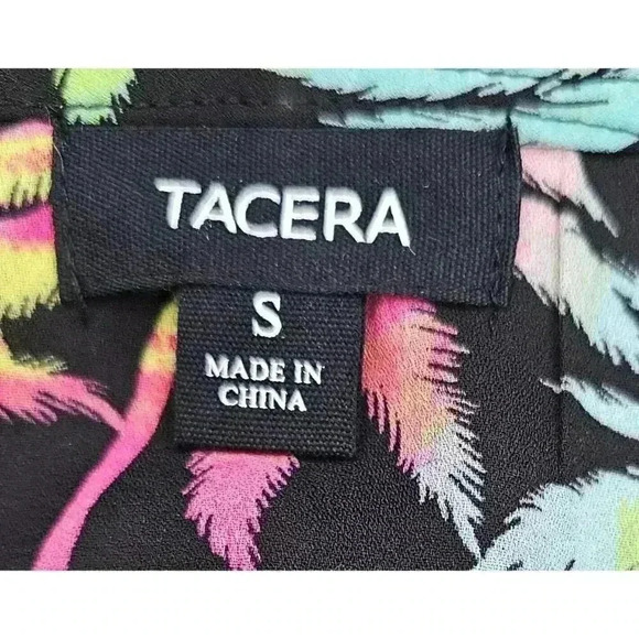 Tacera Colorful Palm Tree Print Tank Sz Small Zipper Detail V-neck Lightweight - Picture 4 of 8